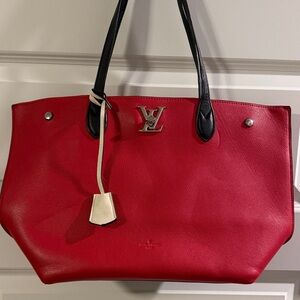 Luxurious Red Tote Bag with Black Accents